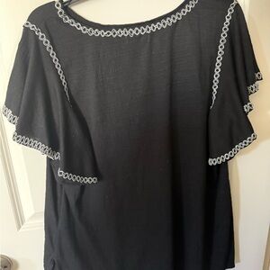 Max Studio Black Blouse with White Detailing